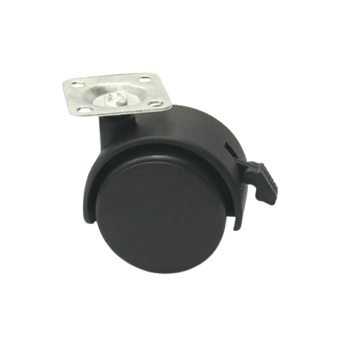 Twin Wheel Castor - Plate With Brake
